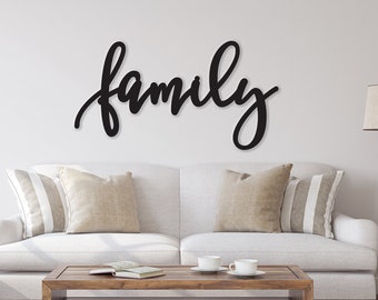 Family sign, Family Wood Sign, Family Wall Decor, Thanksgiving Decor, Family Word Sign, Wood Cut Out Family Sign, Family & Dining room decor