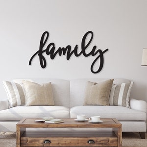 Family sign, Family Wood Sign, Family Wall Decor, Thanksgiving Decor, Family Word Sign, Wood Cut Out Family Sign, Family & Dining room decor