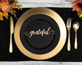 Grateful Place Cards, Thanksgiving Table Plate Settings, Thankful Wood Word, Holiday Decor, Thanksgiving Place settings, Small Grateful Sign