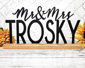 Wedding Decor Centerpiece Mr Mrs Sign Sweetheart table Decorations, Custom Name Sign Gift for Couple, Personalized Fall Wedding Signs