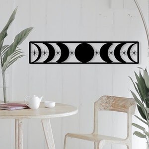 Moon Phase Sign, Wooden Moons, Wood Bojo Decor, Wall hanging, Wall art, Crescent moon art, Natural Home Decor, Celestial, Bohemian, Stars