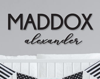 Custom Name Sign, First & Middle Name. Personalized Name Sign, Handwritten Font Personalized Wood Name Sign. Wooden Name Childrens Name sign