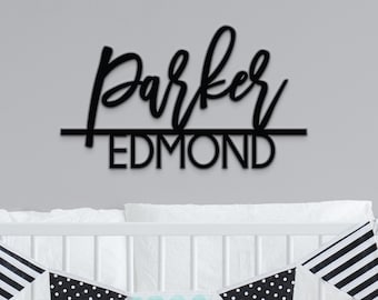 Custom First Middle Name Sign for Nursery, Baby Shower Gift, Name Reveal sign, Above the Crib Boy Girl Nursery Decor, Personalized Baby Name