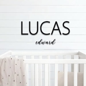 Nursery Baby Name Sign Personalized Wooden Wall Decor Custom Name sign First & Middle, Baby Shower Gift, Boy Girl Bedroom, Birthday Backdrop
