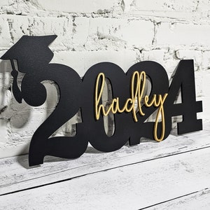 Graduation Party Decor - Custom Name Sign with Class of 2024, Table Centerpiece & Senior Year Photo Prop, Great Keepsake!
