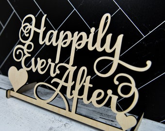 Happily Ever After Wood Sign, Script Wedding Table sign,  Custom Wedding table sign, Personalized Head Table sign Wood, Wedding Party Decor