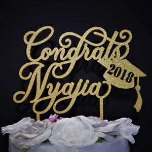 Graduation Cake Topper, Custom Name & Cap, Personalized Grad Cake Topper, Class of 2024, Congrats Grad Graduation Party Decor Sturdy Wood image 7