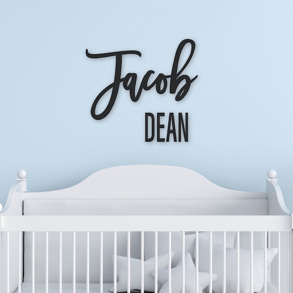 Custom Name Sign, First & Middle Name. Personalized Name Sign, Handwritten Font Personalized Wood Name Sign. Wooden Name Childrens Name sign