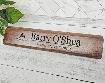 Desk Name Plate for Business Executive, Administrator, Principal or Custom Company Office Gifts, Personalized Wooden Sign for personnel