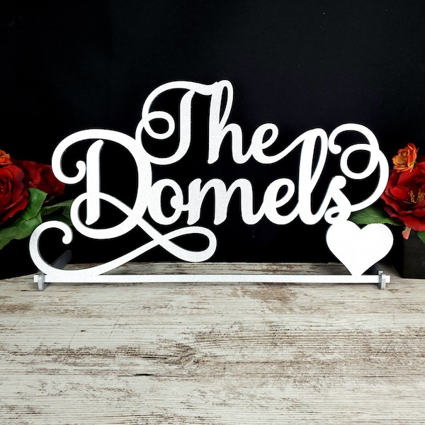 Personalized Wedding Name Sign: Script Wood Last Name Table Decor