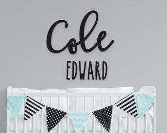 Custom Nursery Name Sign: Laser Cut Wood, First & Middle Name