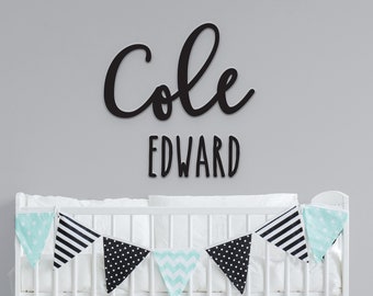 Nursery Name Sign, First Middle Name, Custom Name Sign, Personalized Name Sign, Above Crib Wood Baby Name, Reveal Sign, Baby Shower Gift