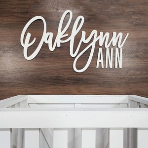Nursery Baby Name Sign Personalized Wooden First & Middle Name, Baby Shower Gift, Custom Name sign, Boy Girl Bedroom Decor Birthday Backdrop