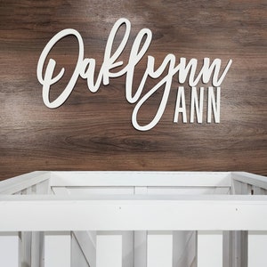 Nursery Baby Name Sign Personalized Wooden First & Middle Name, Baby Shower Gift, Custom Name sign, Boy Girl Bedroom Decor Birthday Backdrop