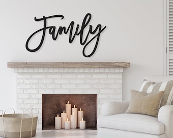 Family sign, Family Wood Sign, Family Wall Decor, Thanksgiving Decor, Family Word Sign, Wood Cut Out Family Sign, Family & Dining room decor