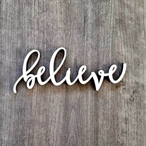 Believe Wooden Word, Small Wood Believe Sign, Believe Place Cards, Bulk / Whole Options available - Favors, affirmation words, positive mind