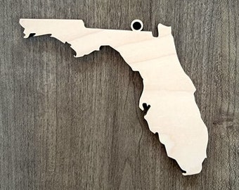 Florida Ornaments, Bulk wood Blanks, Unfinished, state Shaped Wood Ornament, DIY, Christmas ornaments, Blanks for Crafts, sign making