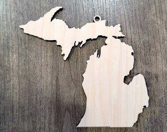 Michigan Ornaments, Bulk wood Blanks, Unfinished, state Shaped Wood Ornament, DIY, Christmas ornaments, Blanks for Crafts, sign making