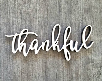 Thankful Wooden Word, Small Wood Thankful Sign, 5 pack+, Place Cards, Bulk / Whole Options available - Favors, thank yous, affirmation word