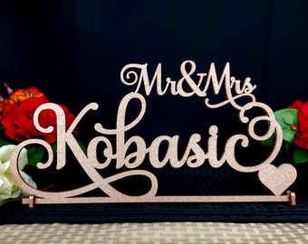Custom Wedding sign, Personalized Mr & Mrs Wedding Name Sign, Script Personalized Last Name Sign, Sweetheart table Sign, Head Table Signage
