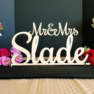 Custom Mr & Mrs Sign, Custom Wedding Name sign, Script Mr Mrs Surname, Personalized Last Name Sign, Sweetheart table Sign Head Table Decor