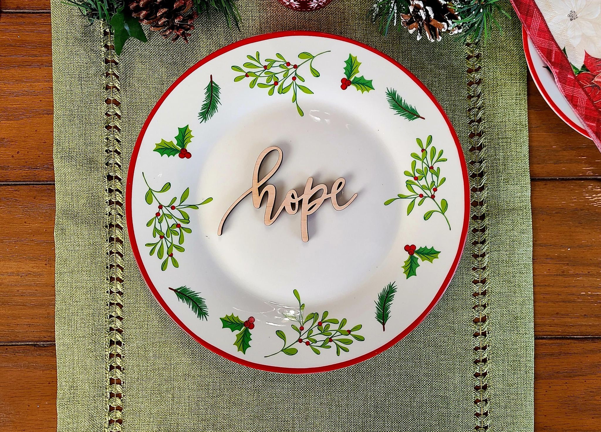 Hope Place Cards, Christmas Plate setting cards, Christmas Wooden…