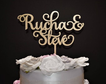 Custom Wedding Cake topper, Engagement Cake Topper Personalized Names / Wood Wedding Cake topper, Wedding Decor Cake Table, Gift for Couple