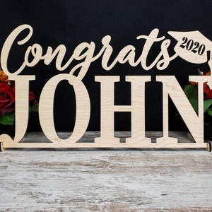Custom Graduation Name Sign, Personalized Congrats Grad Class of 2024 Sign, Centerpiece for cake or card table, Senior Year Photo Prop Decor