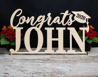 Custom Graduation Name Sign, Personalized Congrats Grad Class of 2025 Sign, Centerpiece for cake or card table, Senior Year Photo Prop Decor