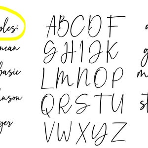 May include: A handwritten alphabet in black ink on a white background. The letters are in uppercase and lowercase. The word "Examples" is circled in yellow.