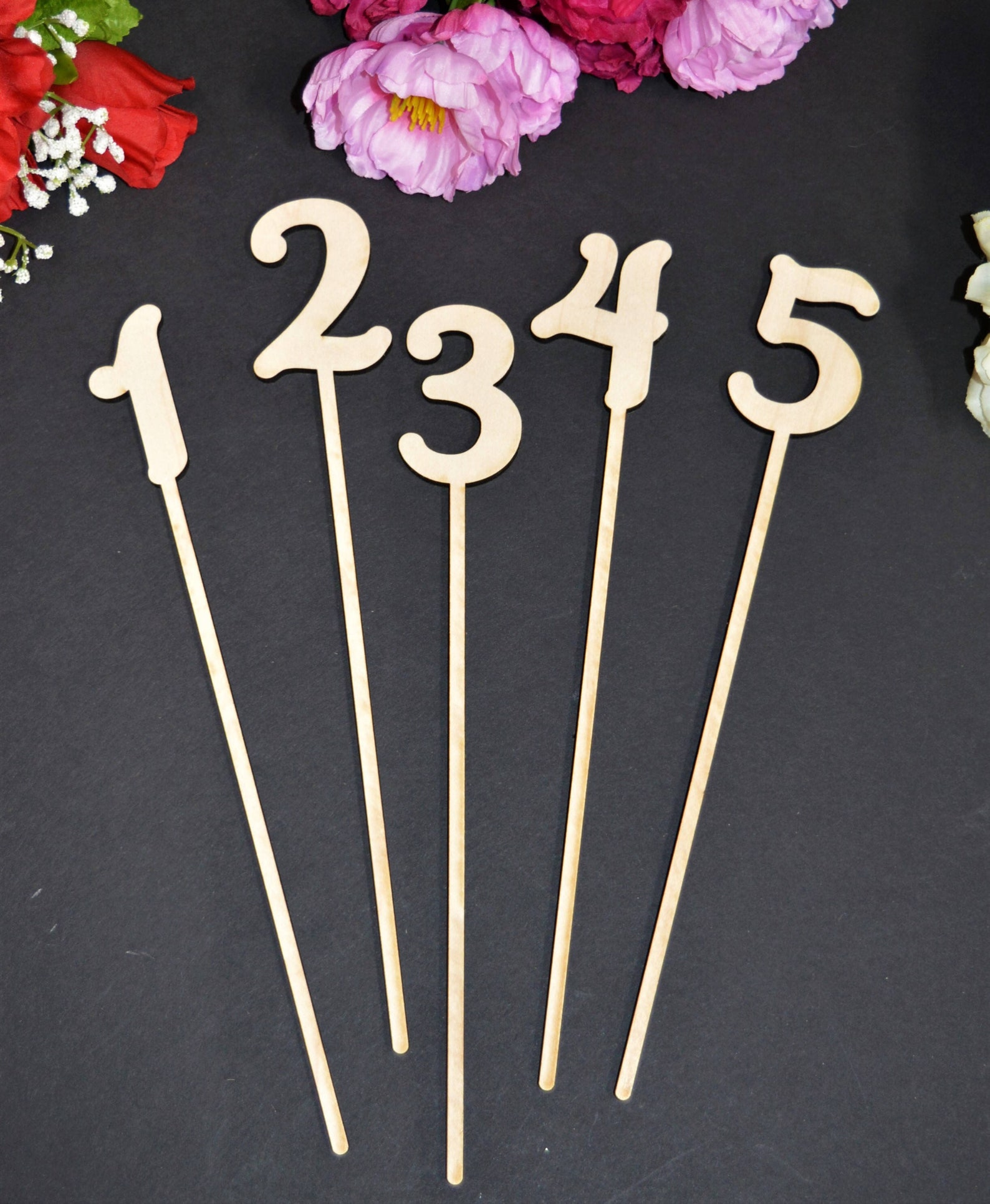 Wedding Table Numbers on Sticks, Attached Stakes, Wooden Table Numbers ...