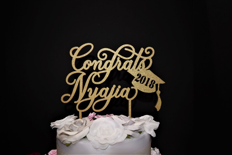 Graduation Cake Topper, Custom Name & Cap, Personalized Grad Cake Topper, Class of 2024, Congrats Grad Graduation Party Decor Sturdy Wood image 6