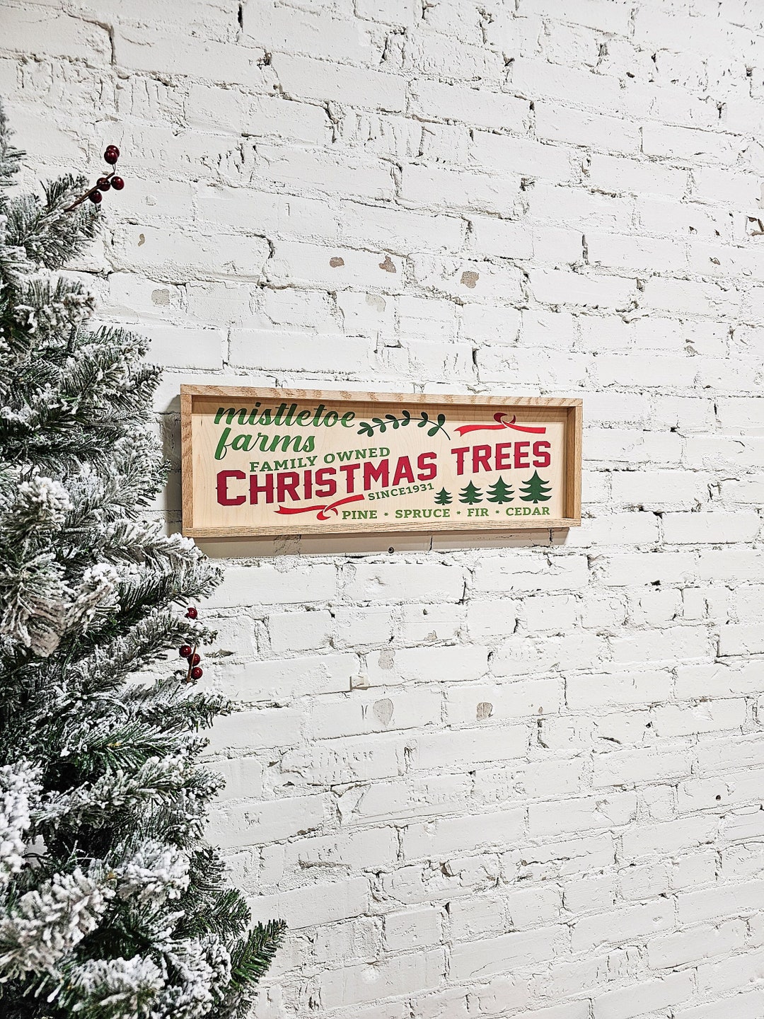 Mistletoe Christmas Tree Farm Family Wooden Sign Decor Etsy