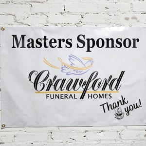 Sponsor Banner for community events, Sponsorshipship, Or Personalized Custom Text, Logo, Campaigns, Ads, Full Color Indoor Outdoor Print image 2