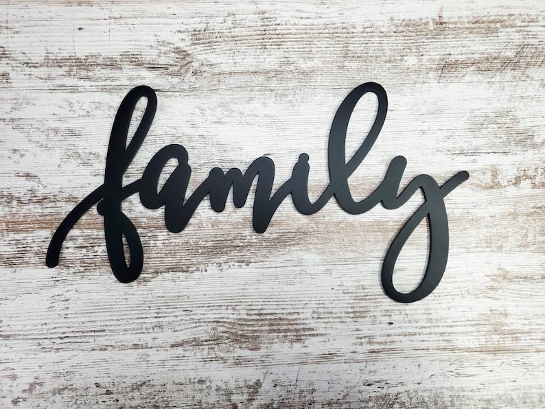 Family sign, Family Wood Sign, Family Wall Decor, Thanksgiving Decor, Family Word Sign, Wood Cut Out Family Sign, Family & Dining room decor image 3