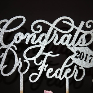 Graduation Cake Topper, Custom Name & Cap, Personalized Grad Cake Topper, Class of 2024, Congrats Grad Graduation Party Decor Sturdy Wood image 4