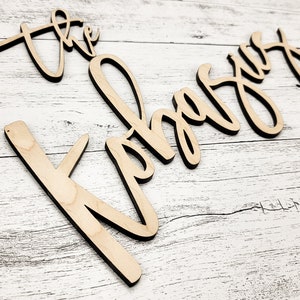 May include: The word "the" followed by the surname "Kohasuz" in cursive script, cut out of wood and mounted on a whitewashed wood background.