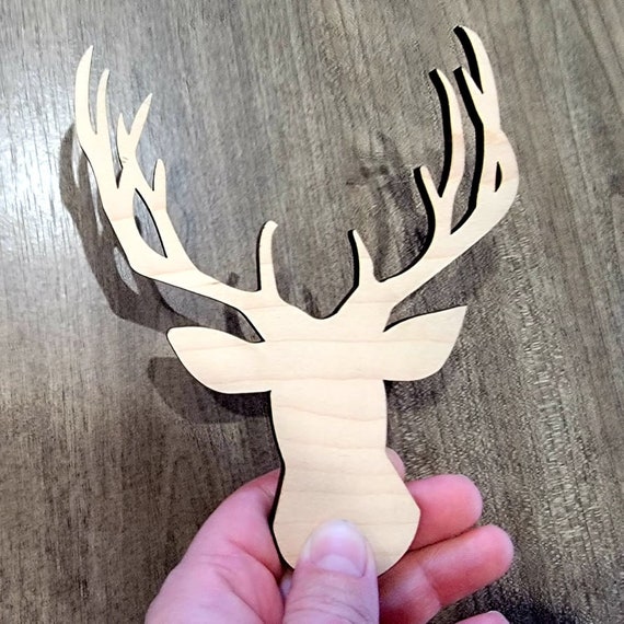 Antler Wood Cutouts, DIY Craft Shapes, Unfinished Wood Blanks