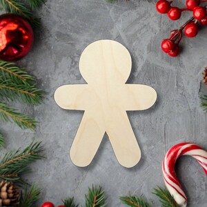 Gingerbread man Wood Shape, Wood Gingerbread man Shape, Unfinished, DIY Wood Blank, Christmas wood blank, Wood Crafts, Holiday Ornaments
