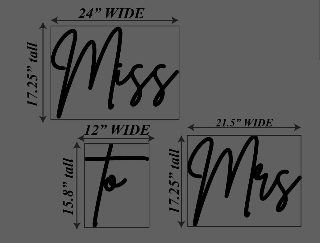 Mrs. With Script Under Miss to Mrs Backdrop Sign for Bridal Shower or Engagement Party, Wood ...