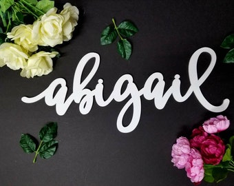 Wooden Name Sign. Custom Name Sign Handwritten Modern Font. Personalized Wood Name Sign. Wood Name Children's Name sign - Wedding Name Sign