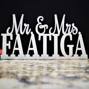 Custom Wedding Sign Mr Mrs Personalized with Last Name, Sweetheart Table Centerpiece decor, Wood cutout, photo prop signage, gift for couple