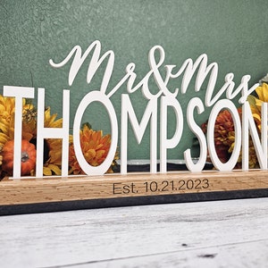 Wedding Decor Centerpieces Mr and Mrs sign Decorations, Sweetheart table, Custom Name Sign Personalized Gift for Couple