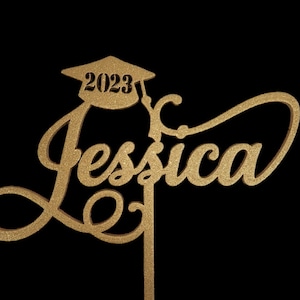 Custom Graduation Cake Topper, Name & Grad Cap, Personalized Cake Topper, Class of 2025, Graduation Party Decor Gift - Made From sturdy Wood
