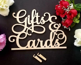 Gifts & cards sign. Script Gifts and cards sign. Gift Sign. Card Sign. Gift table sign. Wedding signs. Wood Gift and card sign, Grad Sign