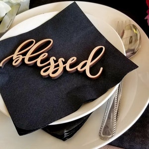 Blessed Place Cards, Blessed sign, Thanksgiving table setting, Holiday Decor Thanksgiving Place settings, Small Wood Blessed Sign Bild 2