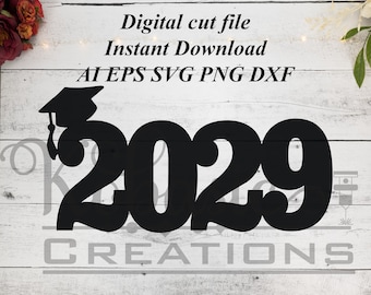 Klasse van 2029 Afstuderen Decor Cut Vector Silhouet Bestand, Grad Sign, Klasse van 2029, Afstudeerfeest, Senior Jaar plakboek ambachtelijke DIY print