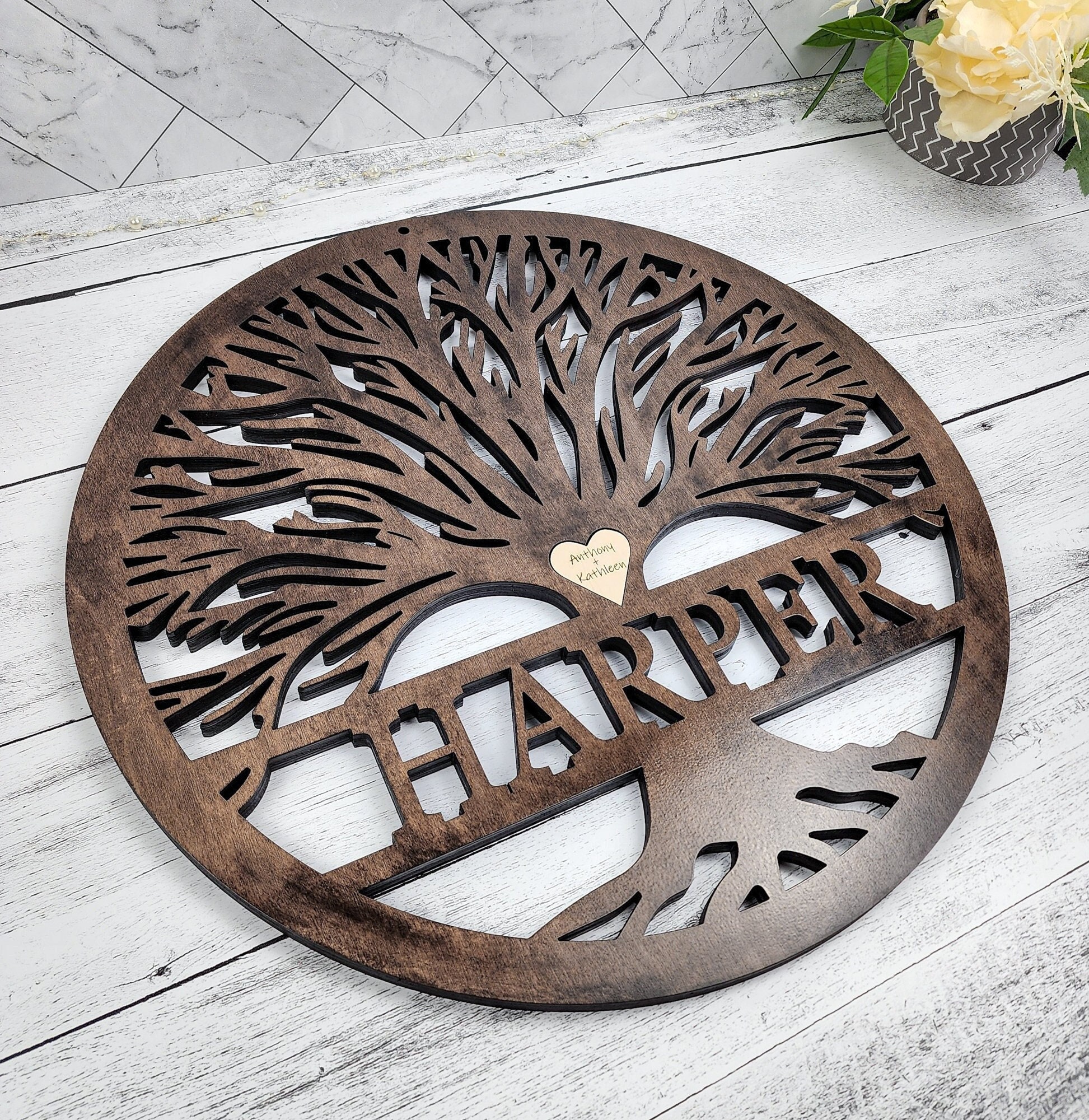 Tree of Life Wood Sign Custom Wall Art With Family Tree With picture