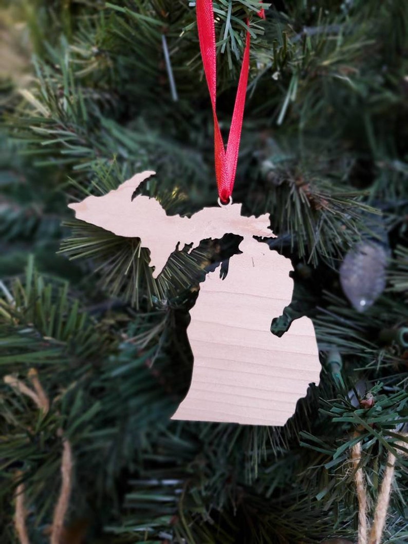 Michigan Christmas Ornament Michigan Wood Ornament Michigan Etsy.de