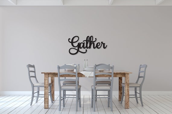 Gather Sign Wood Wall Decor Thanksgiving Word Cut Out Family Dining Room